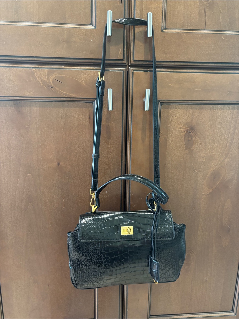Mini croc embossed vegan leather bag new